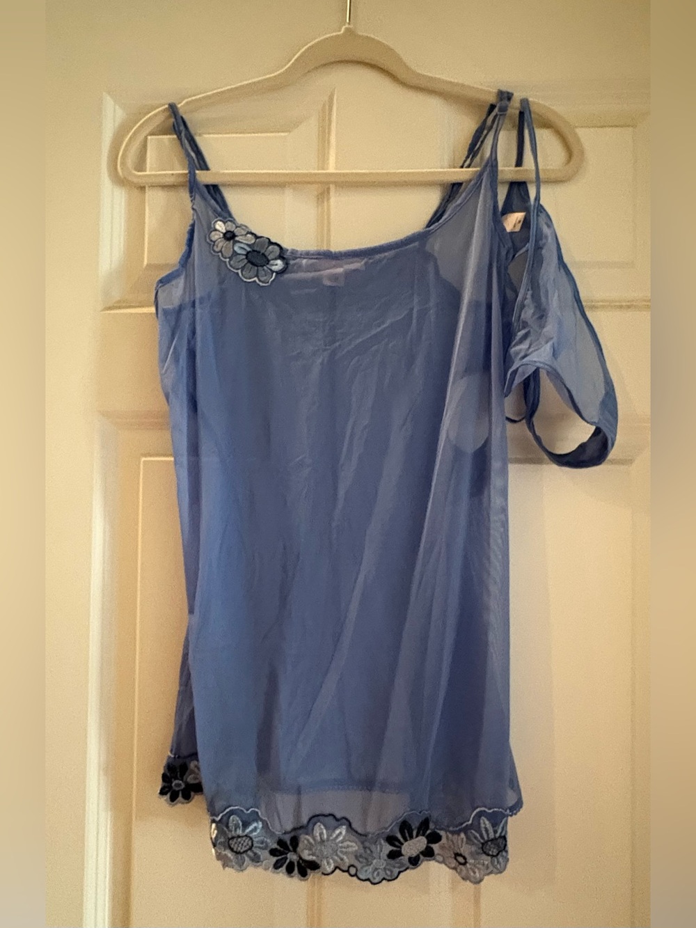Victoria's Secret Blue Sheer Camisole with Floral Trim